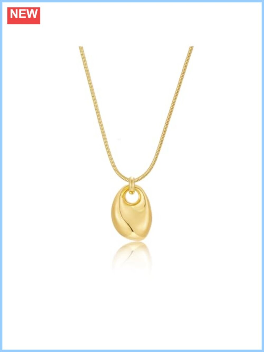 Chunky 14K Gold Plated Pendant Necklace Snake Chain Statement Jewelry